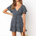 Robe Manches Courtes Fleurie - Vignette | Dame Fleur