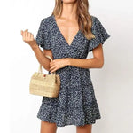 Robe Manches Courtes Fleurie - Vignette | Dame Fleur