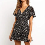 Robe Manches Courtes Fleurie - Vignette | Dame Fleur