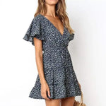Robe Manches Courtes Fleurie - Vignette | Dame Fleur
