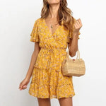 Robe Manches Courtes Fleurie - Vignette | Dame Fleur