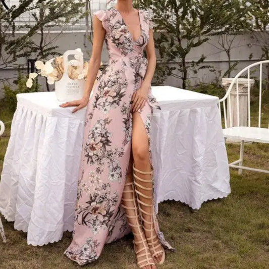 Robe Mariage Fleurie Fendue | Dame Fleur