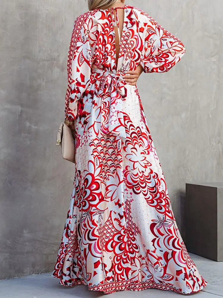 Robe Maxi Fleurs à Manches Longues | Dame Fleur