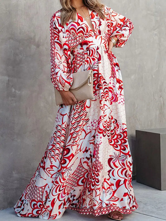 Robe Maxi Fleurs à Manches Longues | Dame Fleur