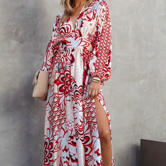 Robe Maxi Fleurs à Manches Longues | Dame Fleur