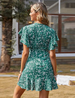 Robe Maxi Portefeuille Fleurie à Volants - Vignette | Dame Fleur