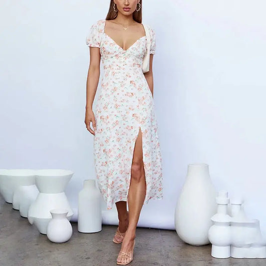 Robe Mi-Longue à Fleurs | Dame Fleur