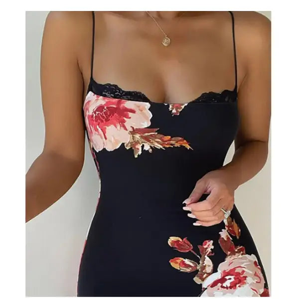 Robe Mi-Longue A Fleurs Moulante | Dame Fleur