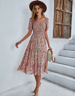 Robe Mi-Longue Fleurie Année 50 - Vignette | Dame Fleur