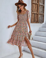 Robe Mi-Longue Fleurie Année 50 - Vignette | Dame Fleur