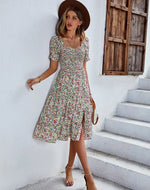 Robe Mi-Longue Fleurie Année 50 - Vignette | Dame Fleur
