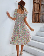 Robe Mi-Longue Fleurie Année 50 - Vignette | Dame Fleur