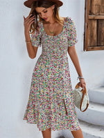 Robe Mi-Longue Fleurie Année 50 - Vignette | Dame Fleur