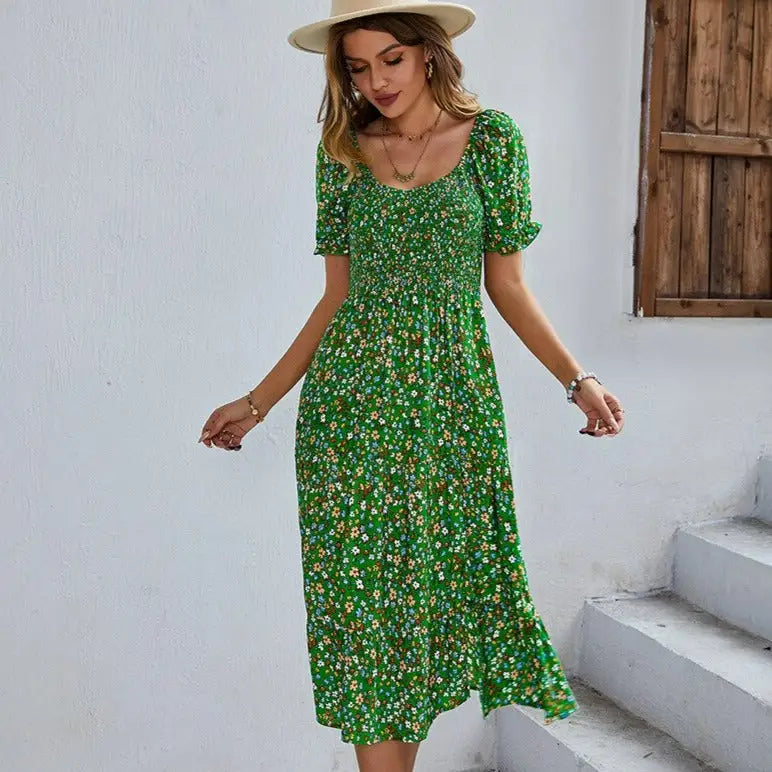 Robe Mi-Longue Fleurie Année 50 | Dame Fleur
