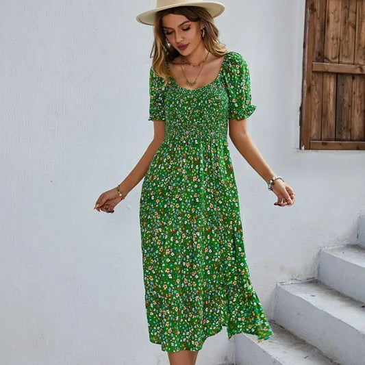 Robe Mi-Longue Fleurie Année 50 | Dame Fleur