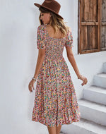 Robe Mi-Longue Fleurie Année 50 - Vignette | Dame Fleur