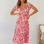 Robe Mi-Longue Fleurie Manche - Vignette | Dame Fleur