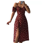 Robe Mi-Longue Fleurie Manche Courte - Vignette | Dame Fleur