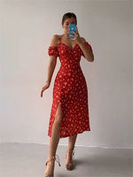 Robe Mi-Longue Fleurie Manche Courte - Vignette | Dame Fleur