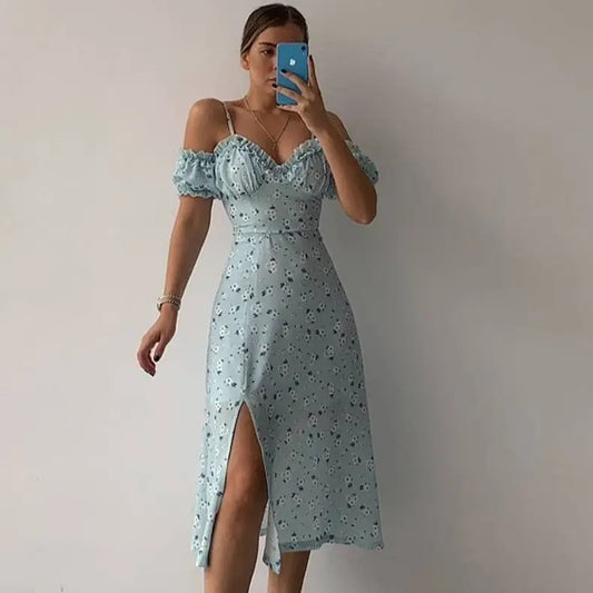 Robe Mi-Longue Fleurie Manche Courte | Dame Fleur