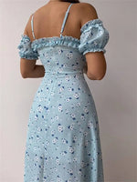Robe Mi-Longue Fleurie Manche Courte - Vignette | Dame Fleur