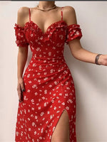 Robe Mi-Longue Fleurie Manche Courte - Vignette | Dame Fleur