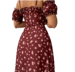 Robe Mi-Longue Fleurie Manche Courte - Vignette | Dame Fleur