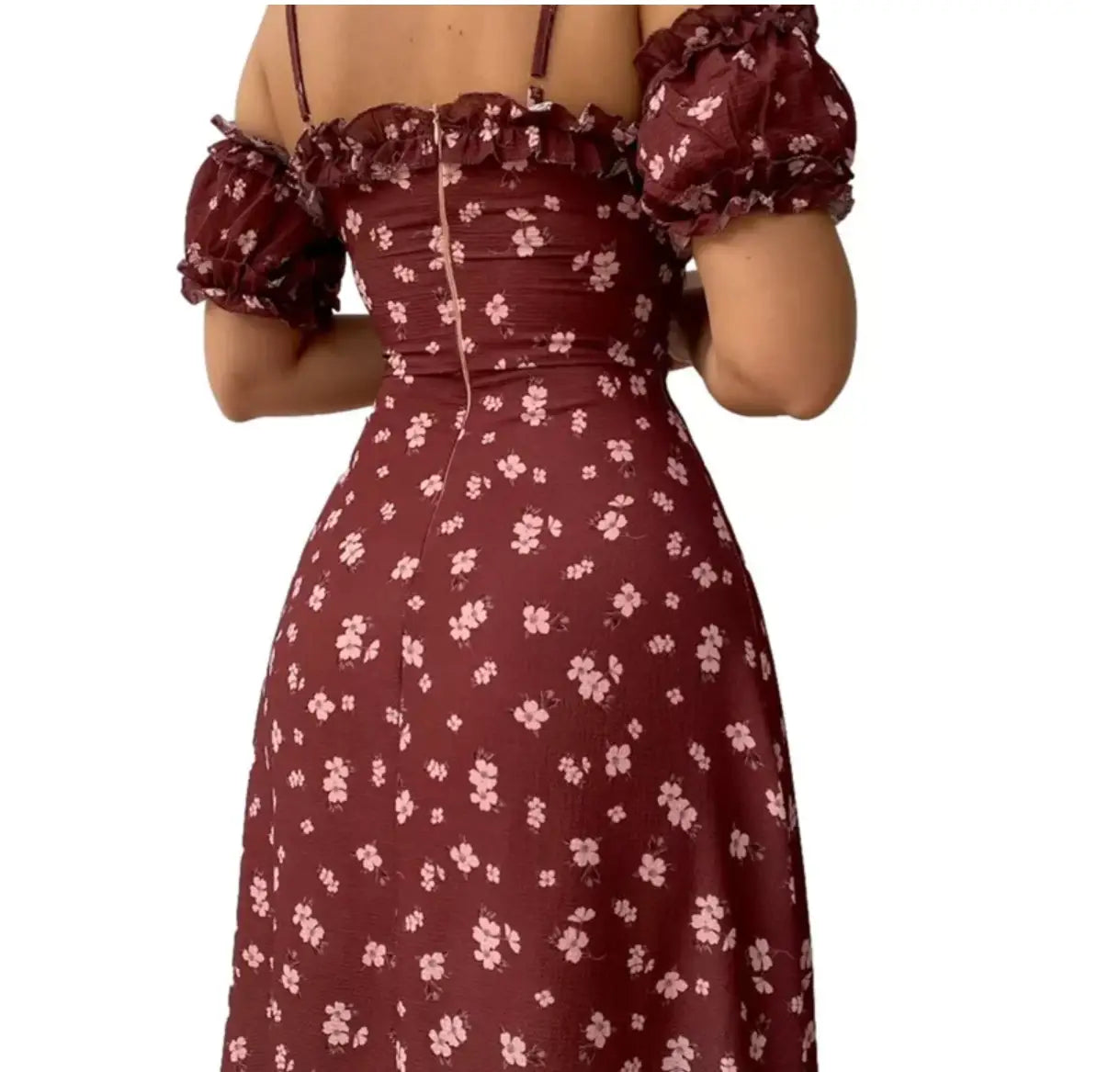 Robe Mi-Longue Fleurie Manche Courte | Dame Fleur