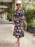 Robe Mi-Longue Fleurie Manches Longues - Vignette | Dame Fleur