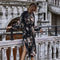 Robe Mi-Longue Fleurie Noire | Dame Fleur