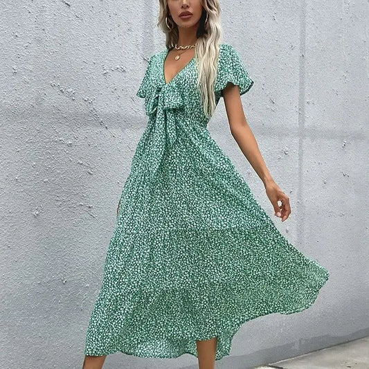 Robe Mi-Longue Fluide Fleurie | Dame Fleur