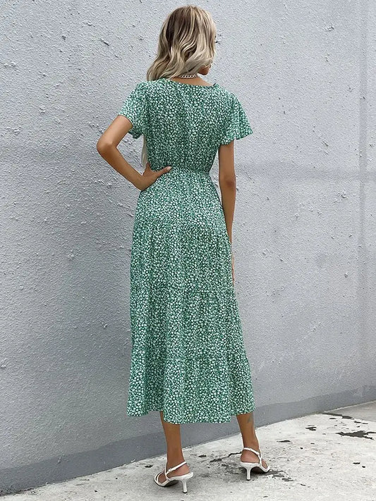 Robe Mi-Longue Fluide Fleurie | Dame Fleur