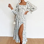 Robe Mi-Longue Manche Longue Fleurie - Vignette | Dame Fleur