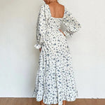 Robe Mi-Longue Manche Longue Fleurie - Vignette | Dame Fleur