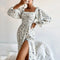 Robe Mi-Longue Manche Longue Fleurie | Dame Fleur