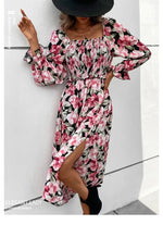 Robe Mi-Longue Manches Longues Fleurie - Vignette | Dame Fleur