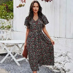 Robe Mi-longue Maxi Fleurie - Vignette | Dame Fleur