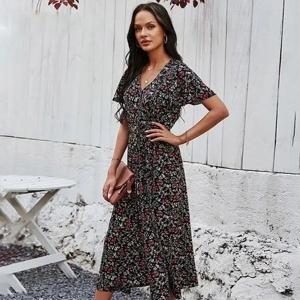 Robe Mi-longue Maxi Fleurie | Dame Fleur
