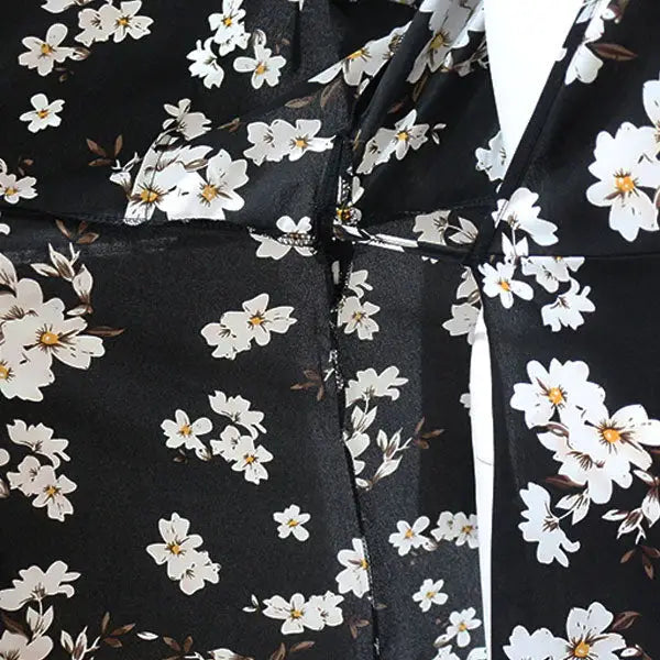 Robe Mi-Longue Noire Fleurie | Dame Fleur