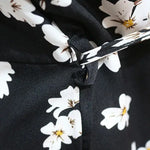 Robe Mi-Longue Noire Fleurie - Vignette | Dame Fleur