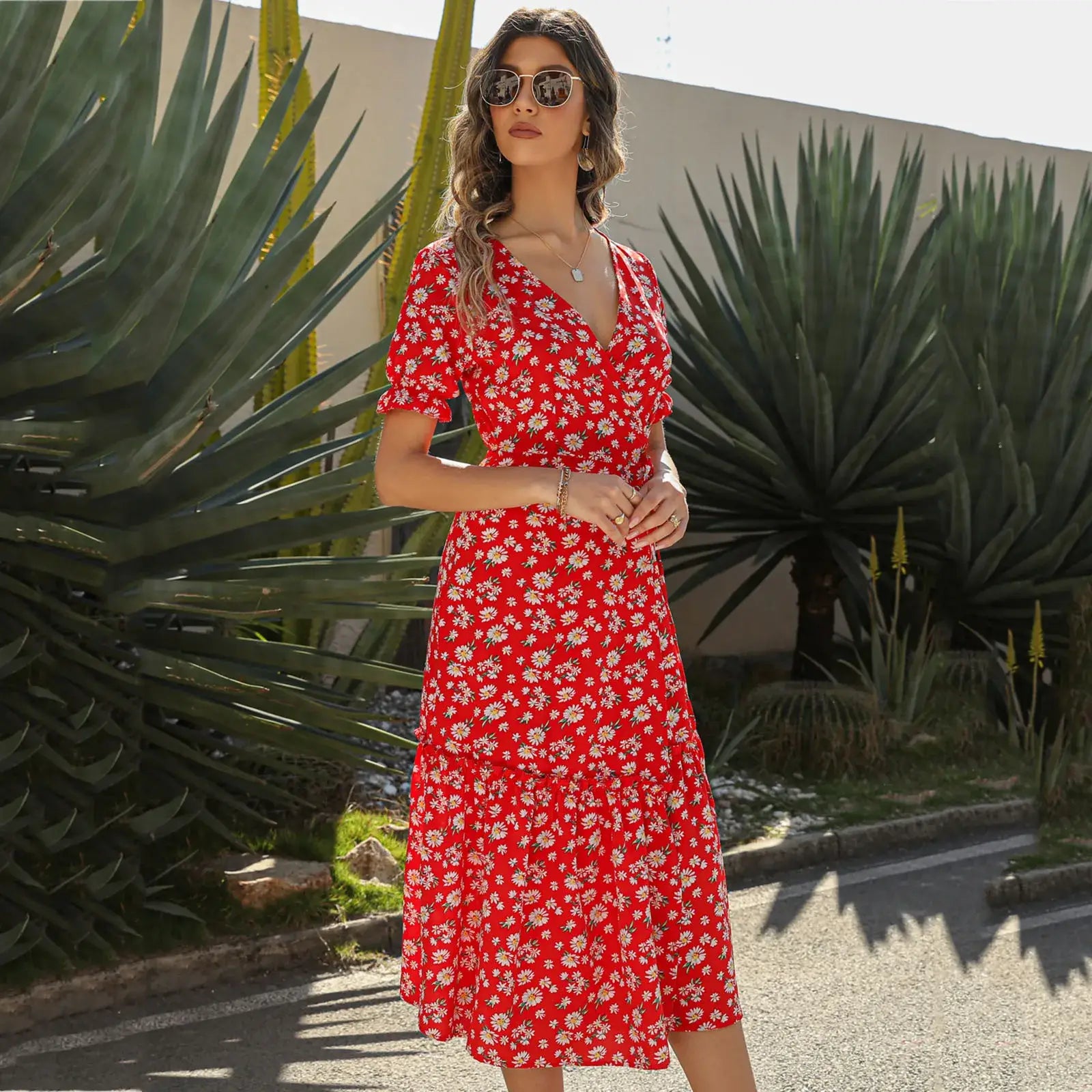 Robe Mi-Longue Petites Fleurs | Dame Fleur