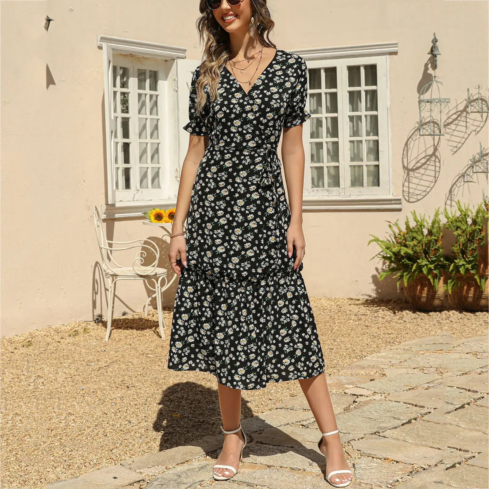 Robe Mi-Longue Petites Fleurs | Dame Fleur