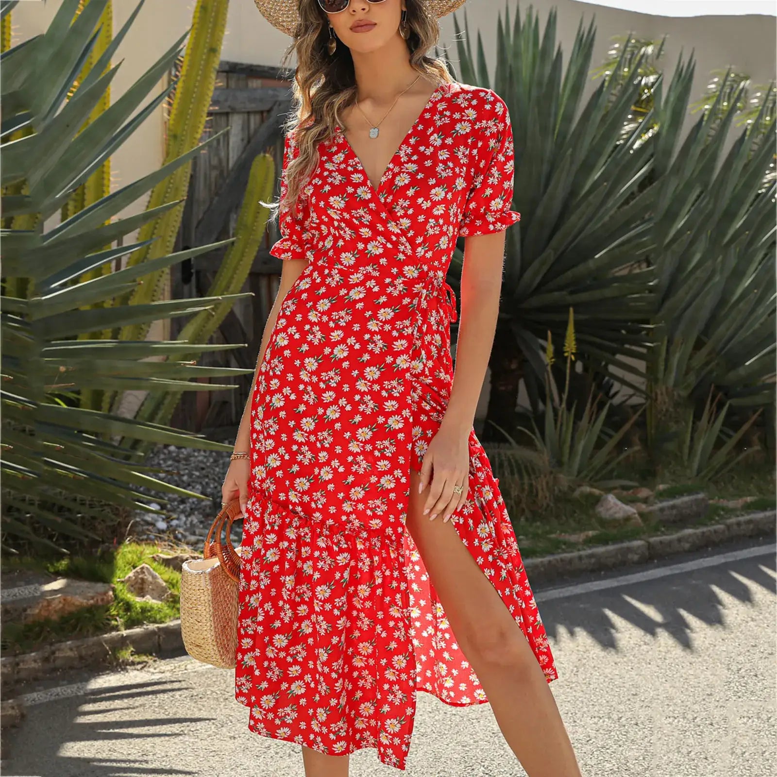 Robe Mi-Longue Petites Fleurs | Dame Fleur