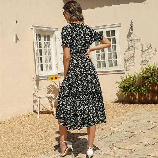 Robe Mi-Longue Petites Fleurs | Dame Fleur
