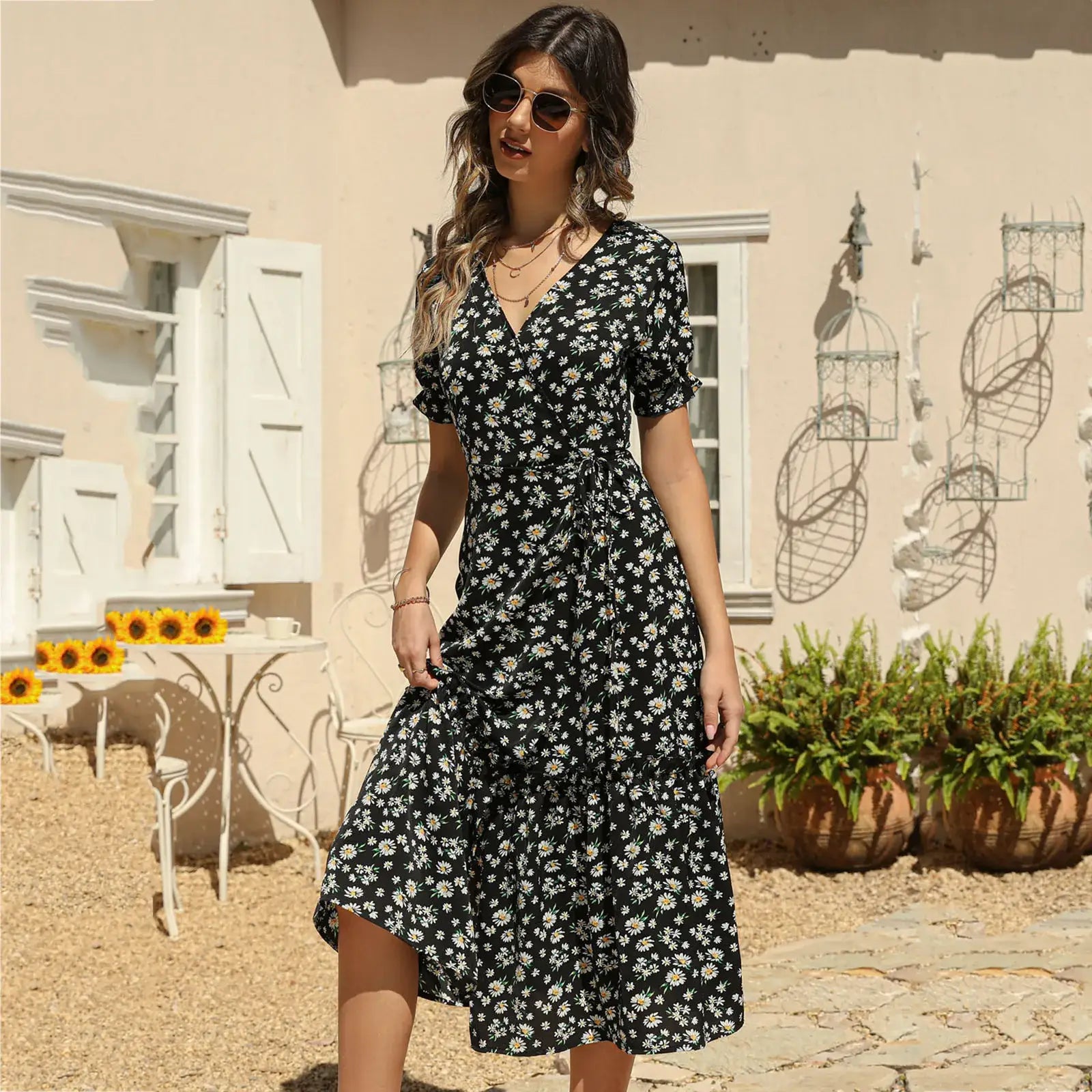 Robe Mi-Longue Petites Fleurs | Dame Fleur