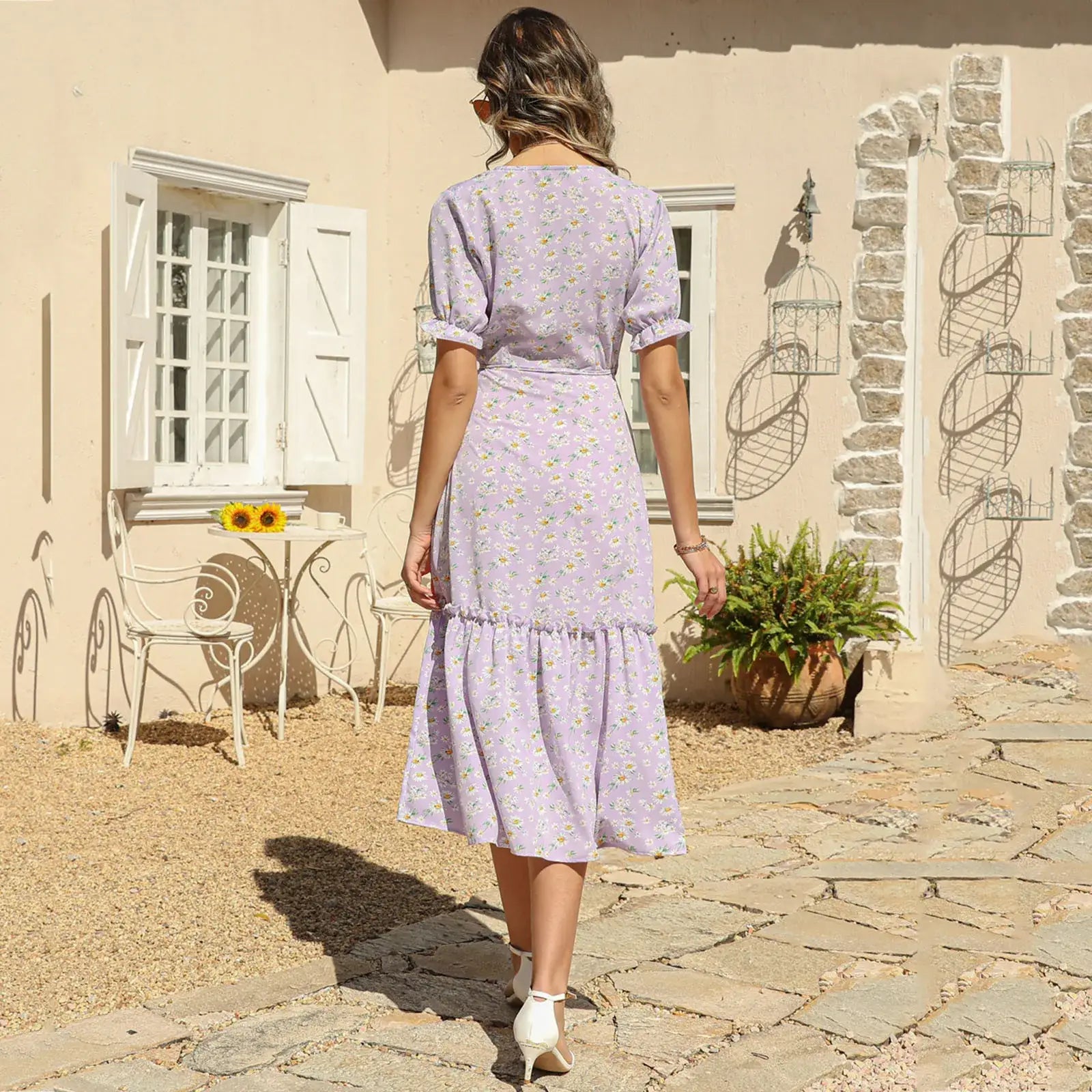 Robe Mi-Longue Petites Fleurs | Dame Fleur