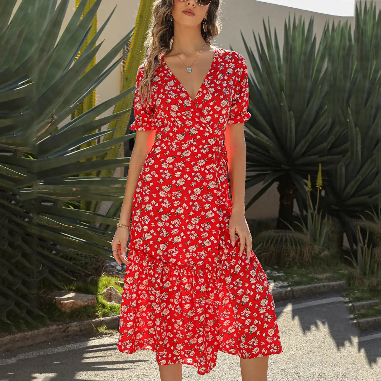 Robe Mi-Longue Petites Fleurs | Dame Fleur