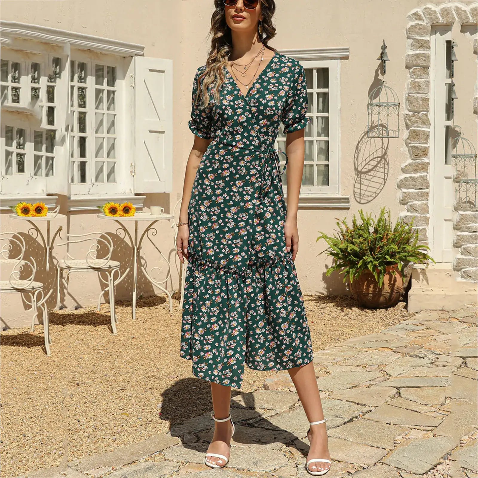 Robe Mi-Longue Petites Fleurs | Dame Fleur