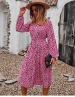 Robe Midi Fleurie Manches Longues - Vignette | Dame Fleur