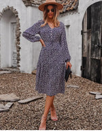 Robe Midi Fleurie Manches Longues - Vignette | Dame Fleur